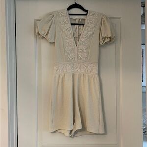 Zara Ivory Floral Embroidered Romper